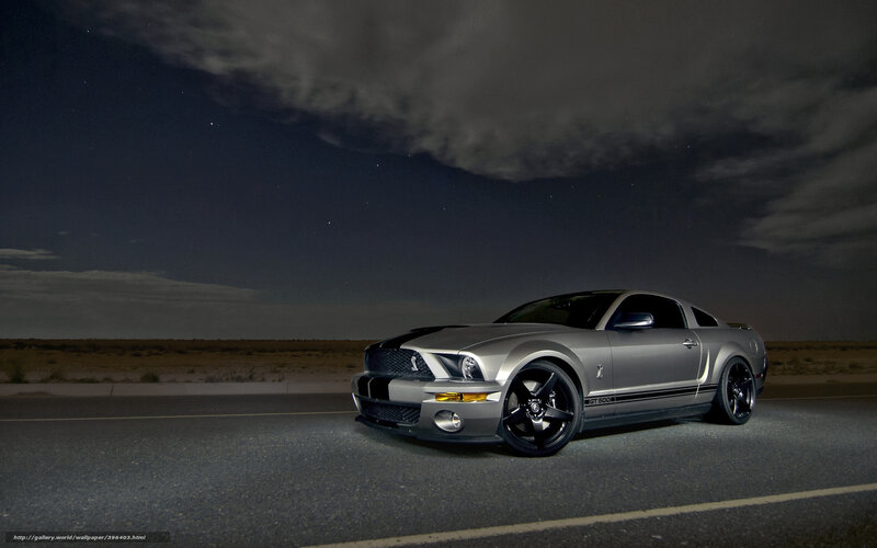 Silver Muscle Car — Gray, Dramatic, Night, Photograph, Road