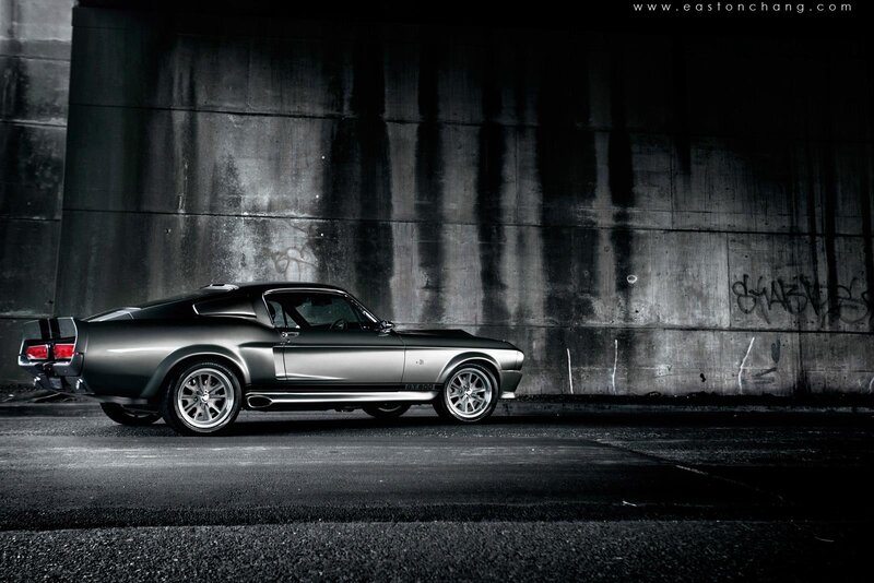 Silver Muscle Car — Gray, Dramatic, Night, Photograph
