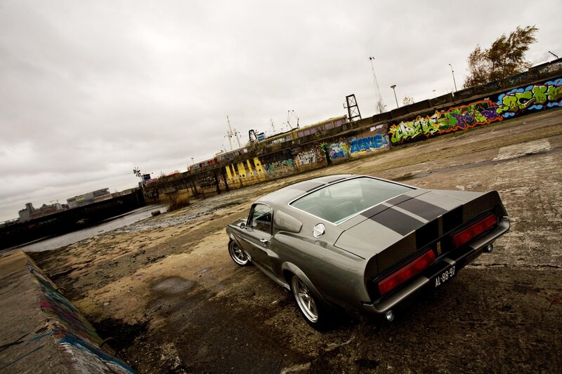 Silver Muscle Car — Gray, Dramatic, Photograph, Graffiti Wall