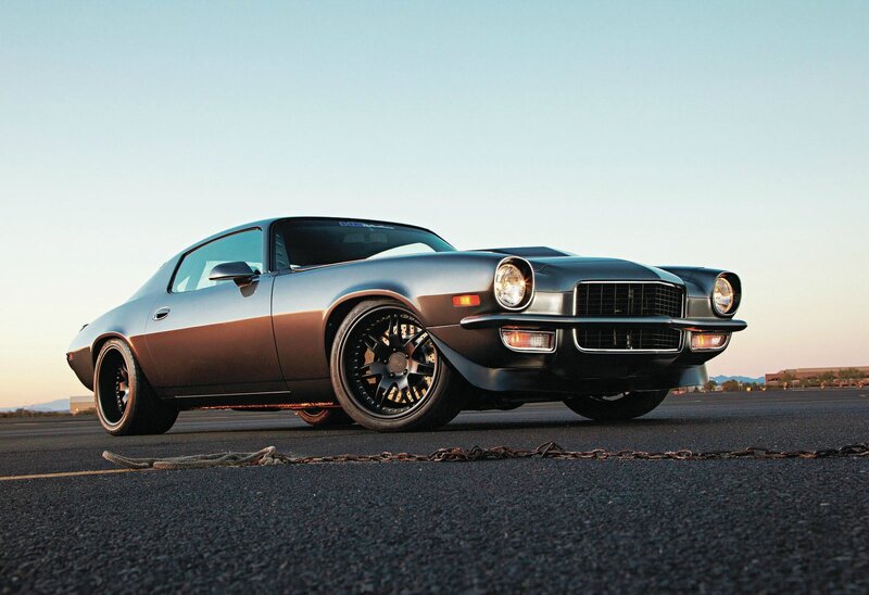 Silver Muscle Car — Gray, Dramatic, Sunset, Photograph, Asphalt