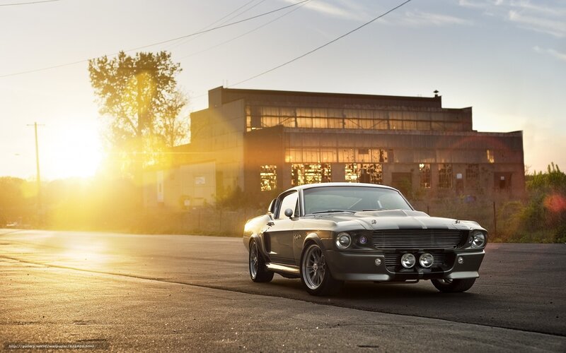 Silver Muscle Car — Gray, Dramatic, Sunset, Photograph, Building, Sun