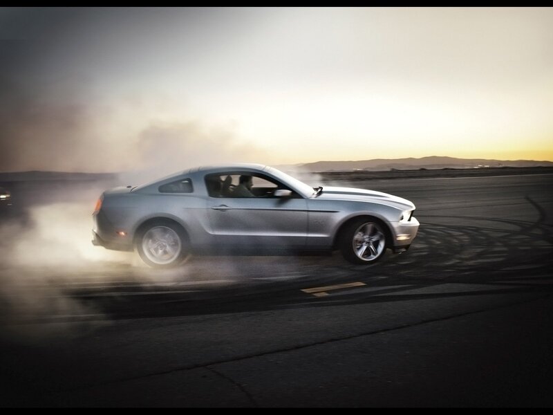 Silver Muscle Car — Gray, Dramatic, Sunset, Photograph, Smoke