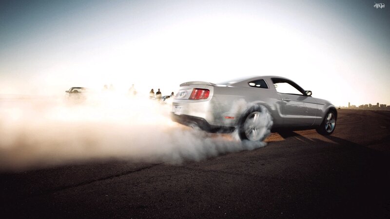 Silver Muscle Car — Gray, Dramatic, Sunset, Photograph