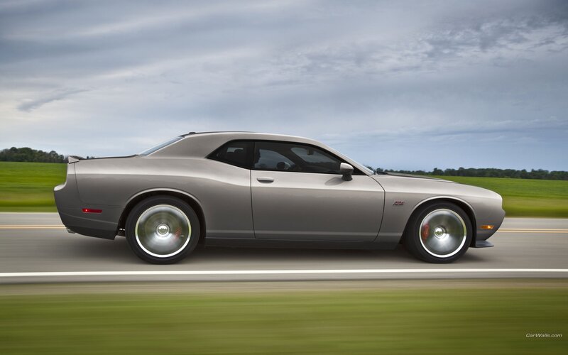 Silver Muscle Car — Gray, Dynamic, Afternoon, Photograph, Road, Field, Green