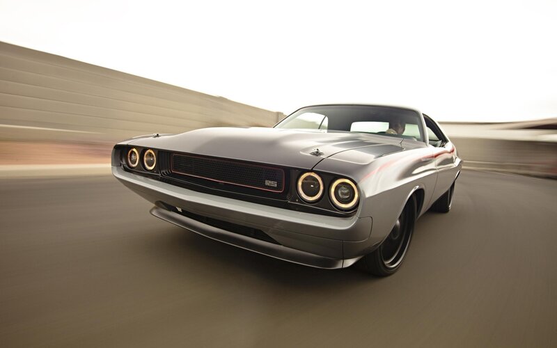 Silver Muscle Car — Gray, Dynamic, Afternoon