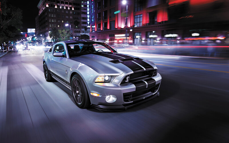 Silver Muscle Car — Gray, Dynamic, Night, Photograph