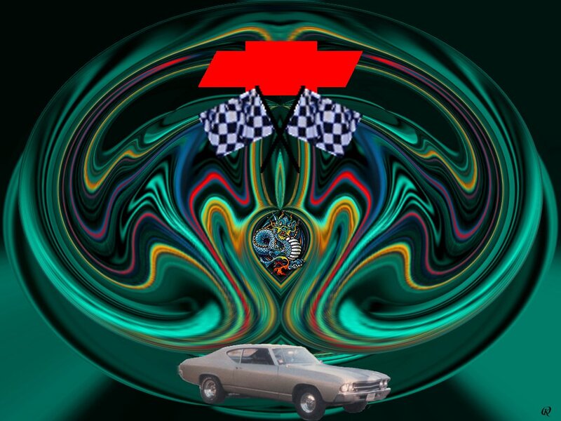 Silver Muscle Car — Green