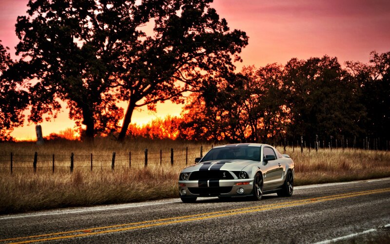 Silver Muscle Car — Orange, Dramatic