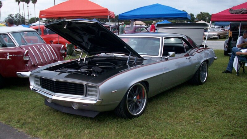 Silver Muscle Car — Outdoor, Afternoon, Photograph, Car Show, Tents