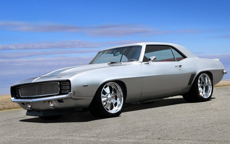 Silver Muscle Car — Serene, Afternoon, Photograph, Road, Sky, Blue