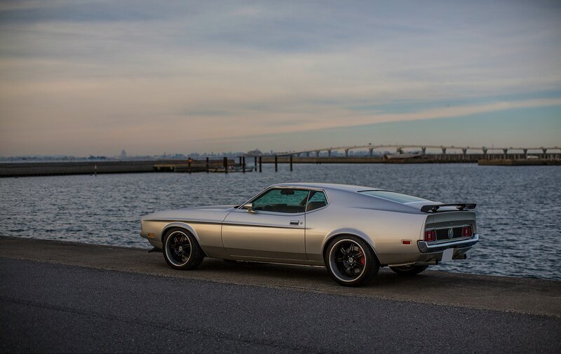 Silver Muscle Car — Serene, Sunset