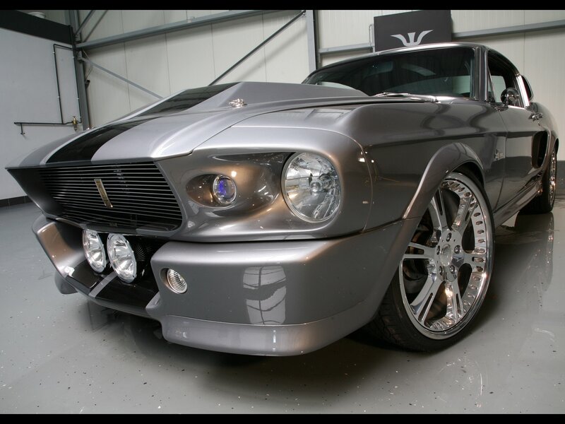 silver muscle car with black stripes