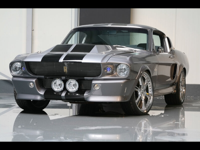 silver muscle car with stripes