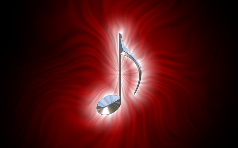 Silver Musical Note — Red