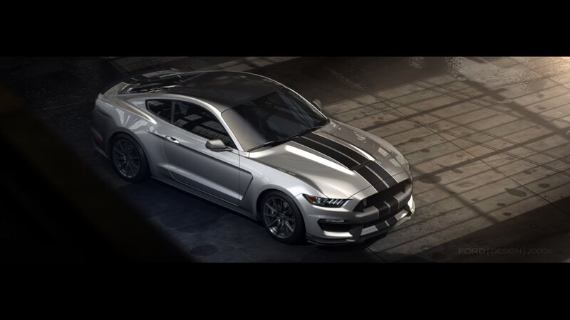 Silver Mustang Car — Dramatic, Night, Digital Art