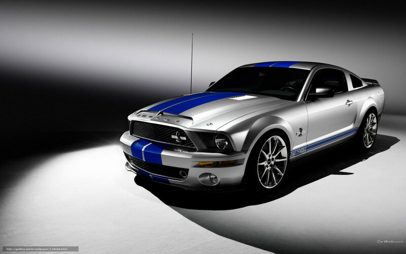 Silver Mustang Car — Dramatic, Photograph, Blue Stripes