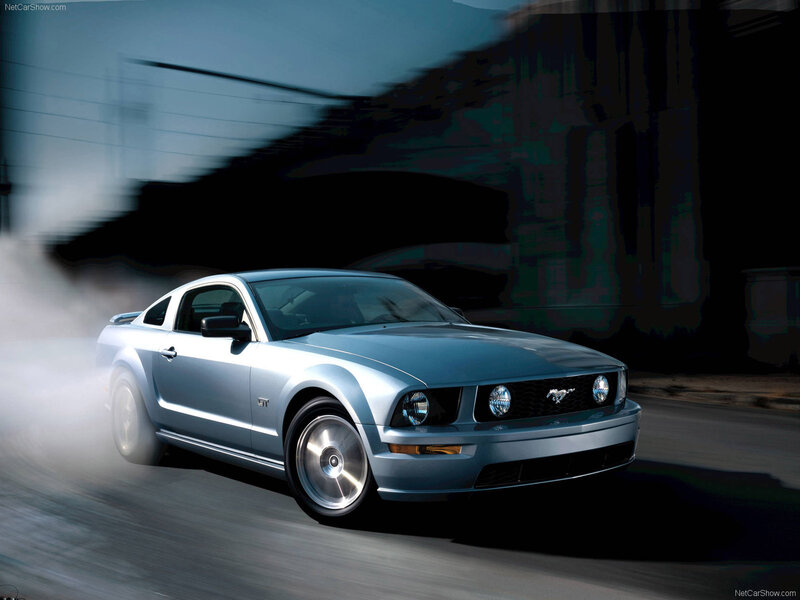 silver mustang gt in motion
