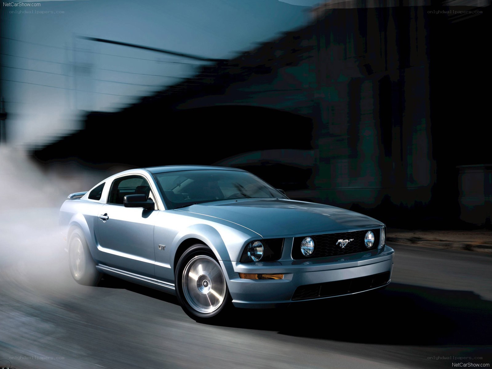 silver mustang gt in motion