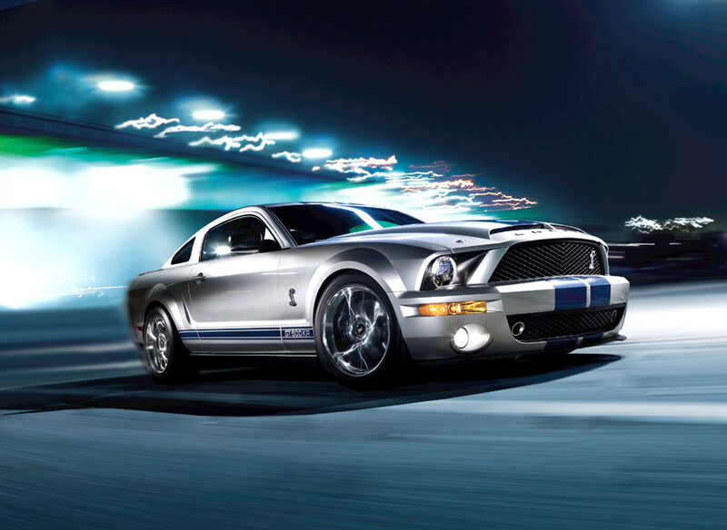 silver mustang on a track