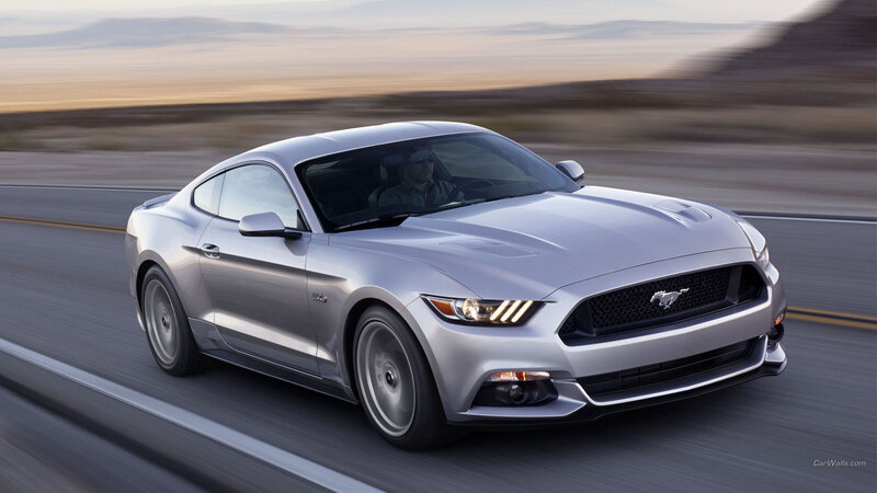 Silver Mustang on Road — Dynamic