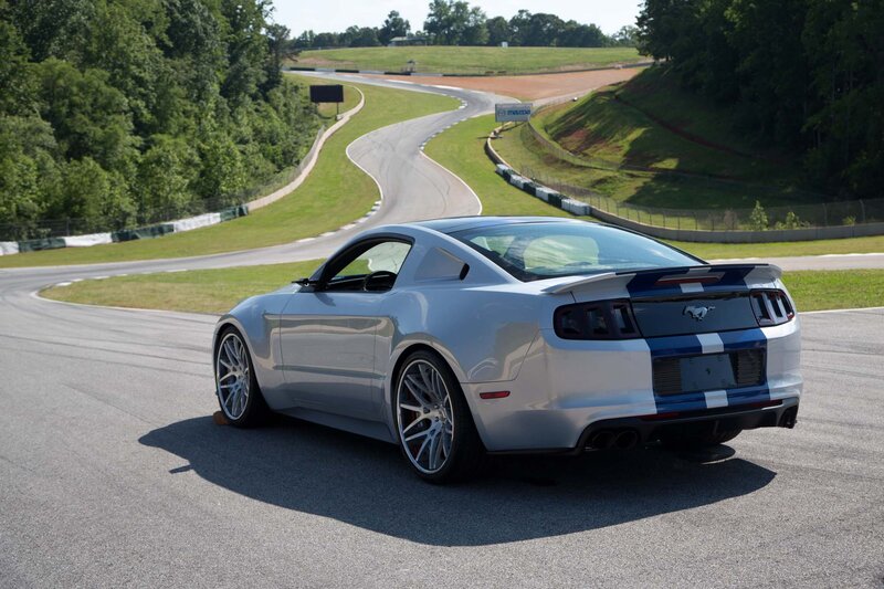 Silver Mustang on Track — Dynamic, Afternoon