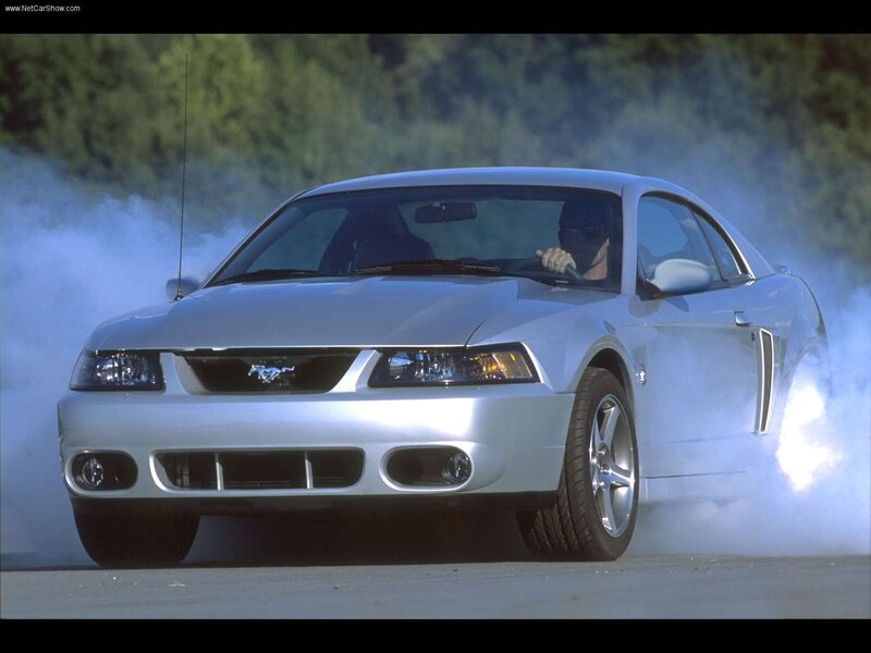 silver mustang performing burnout