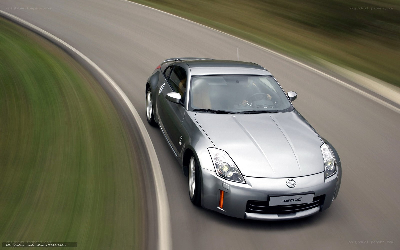 Silver Nissan 350Z on a winding road