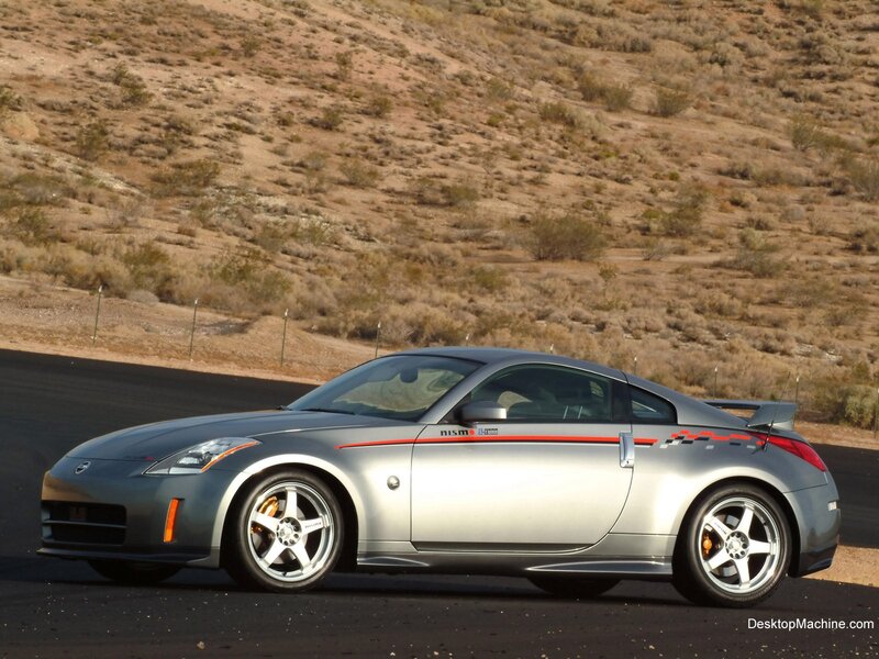 silver nissan 350z on desert track