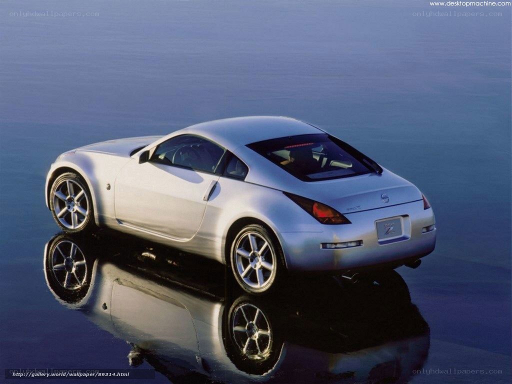 silver nissan 350z on reflective surface