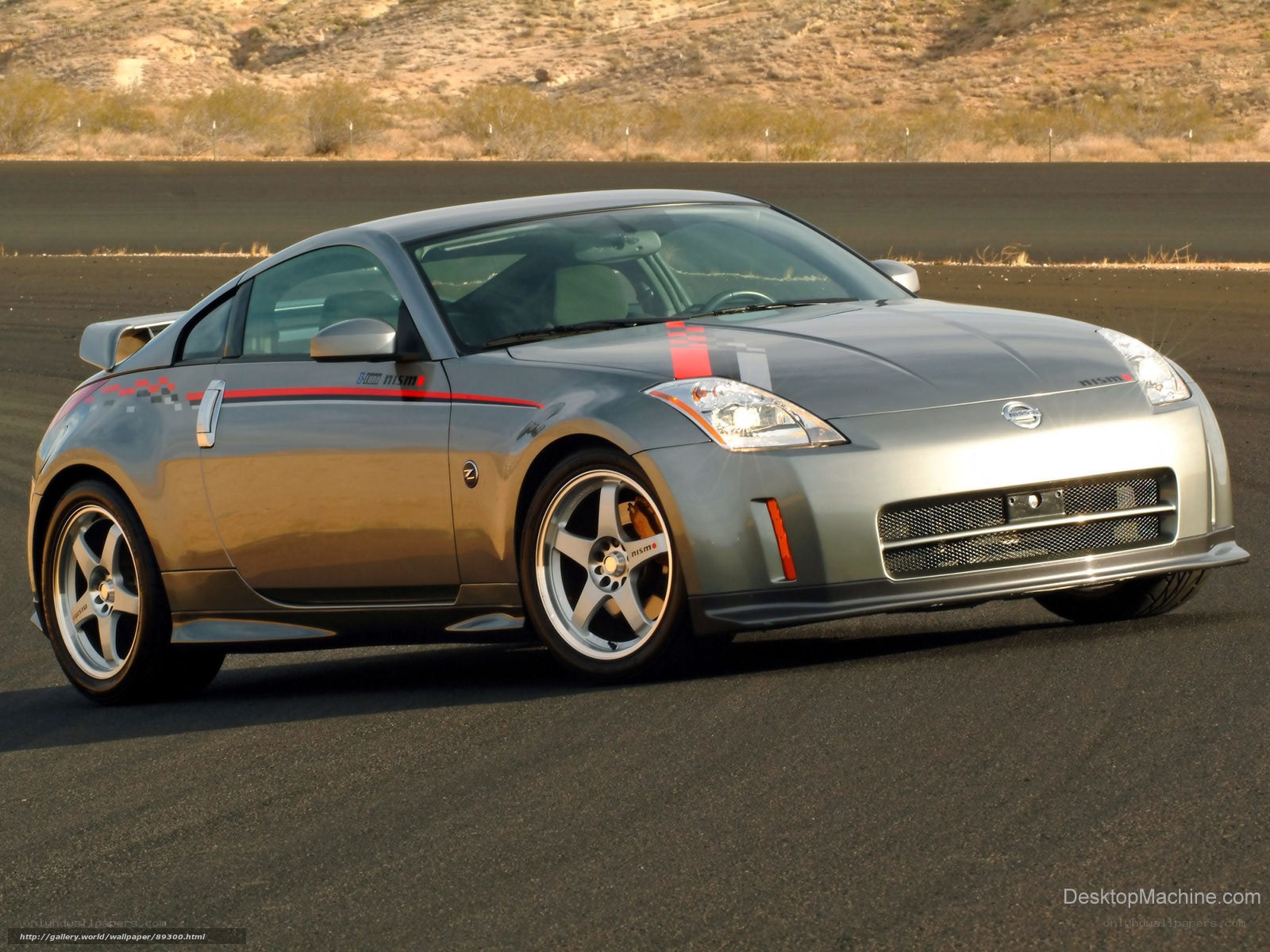 Silver Nissan 350Z on track