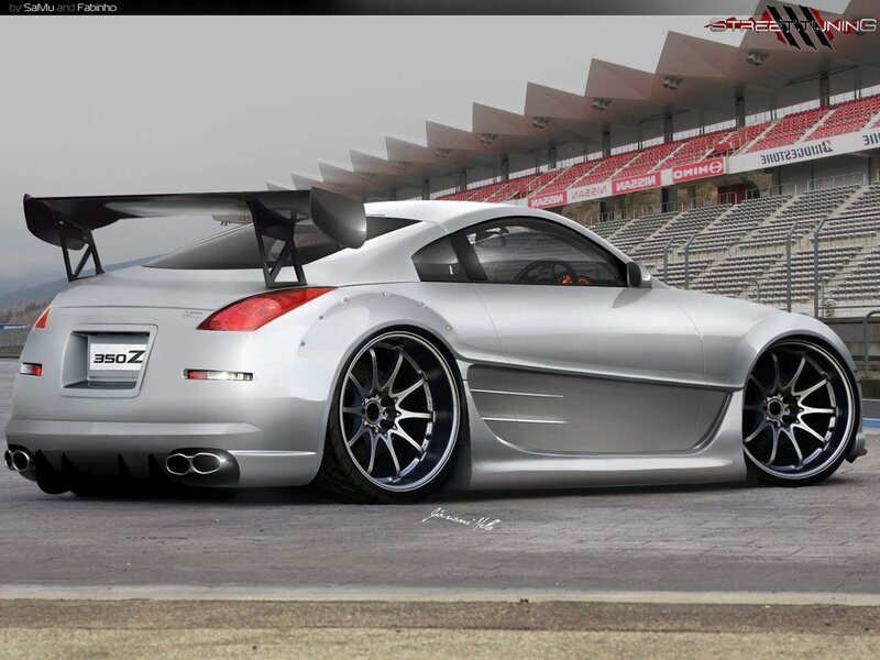 silver nissan 350z with rear wing