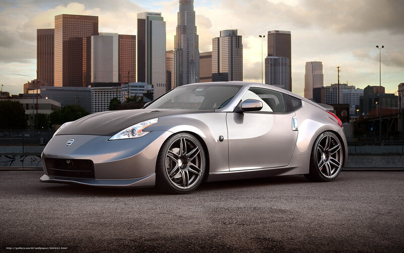 Silver Nissan 370Z in city