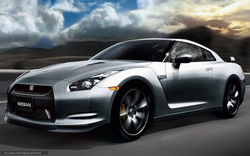 Silver Nissan GT-R — Dramatic, Sunset