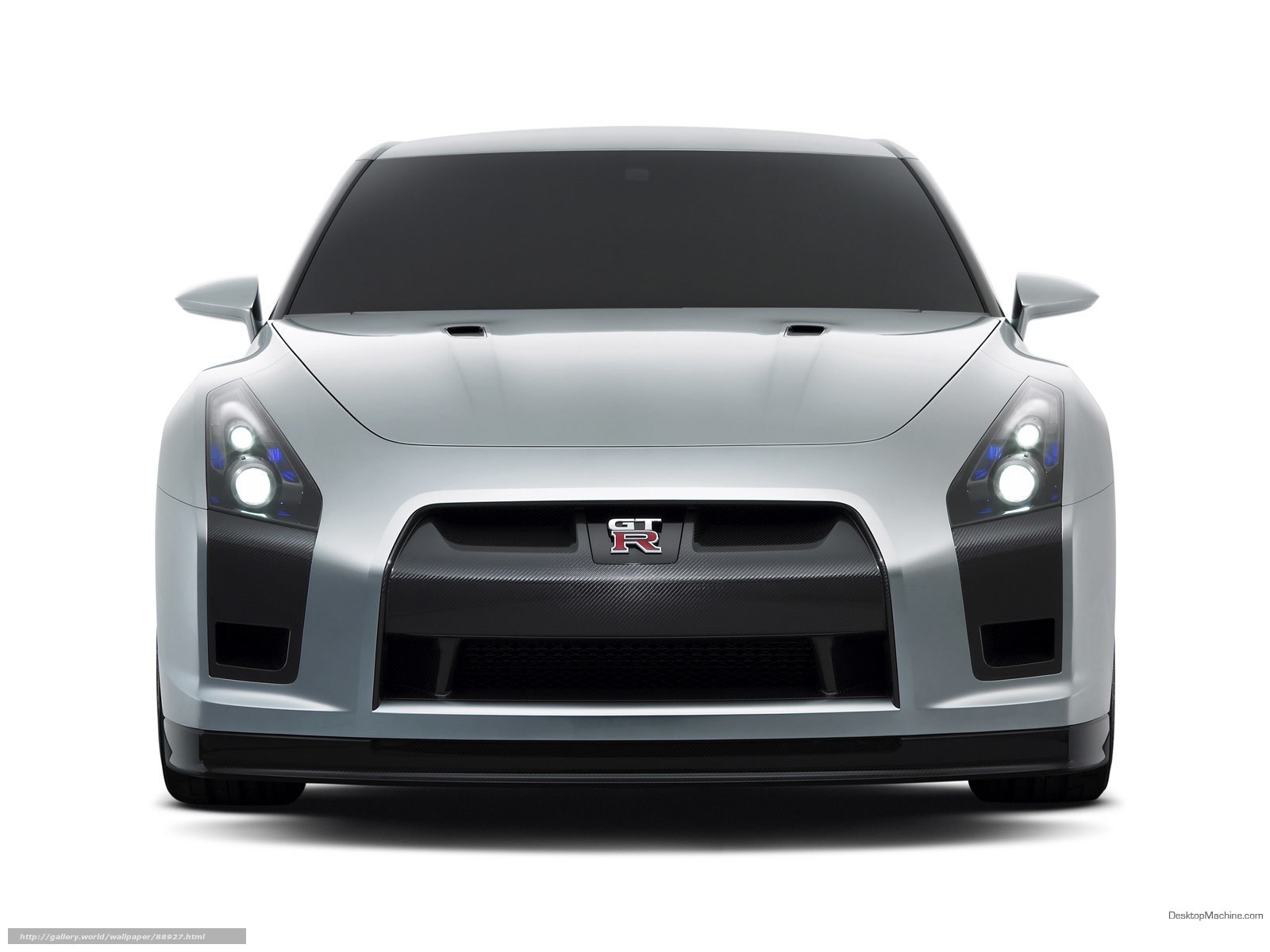 Silver Nissan GT-R front view