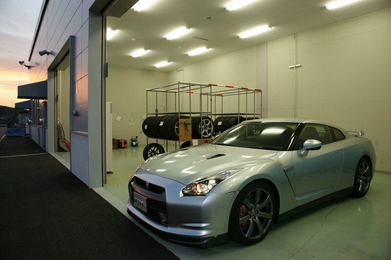 Silver Nissan GT-R in garage