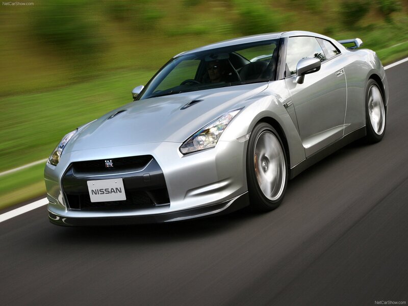 silver nissan gt-r in motion