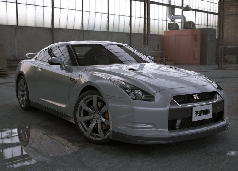 Silver Nissan GT-R in warehouse