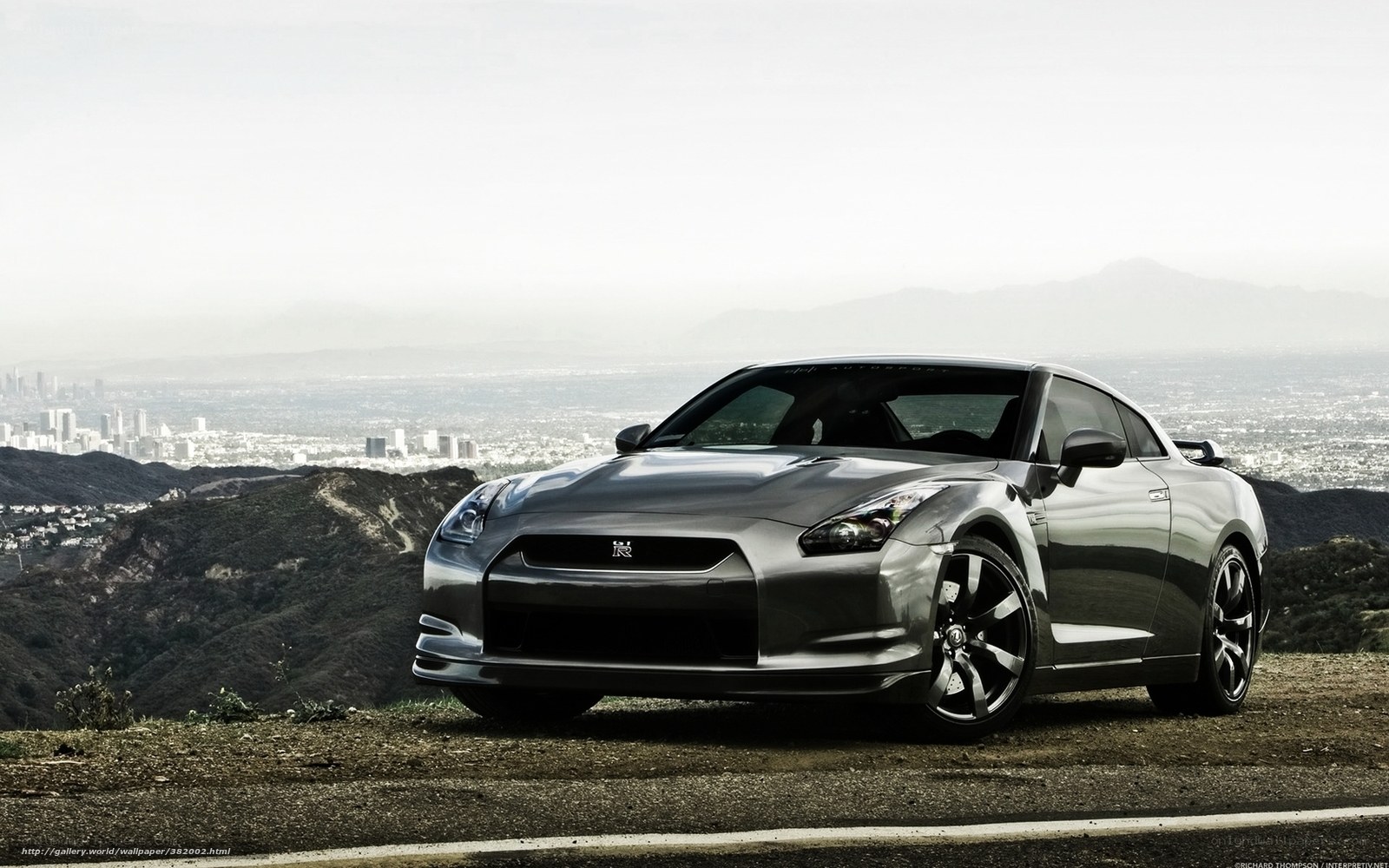 silver nissan gt-r on a hill