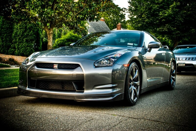 silver Nissan GT-R on a street