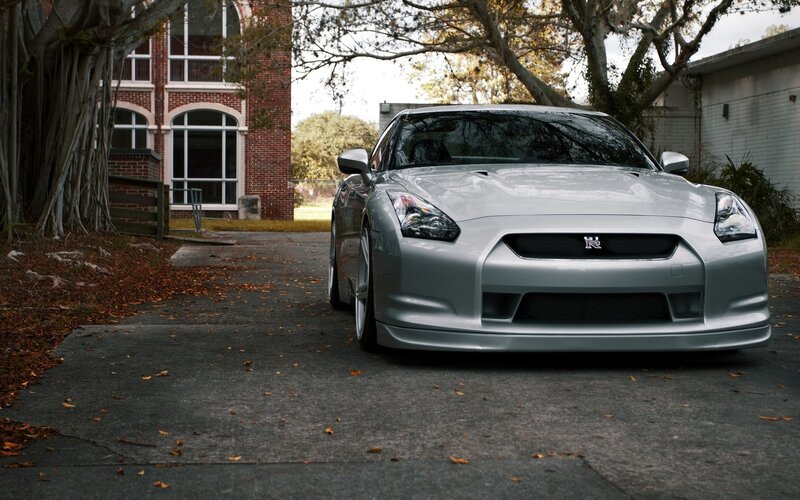 silver nissan gt-r on driveway