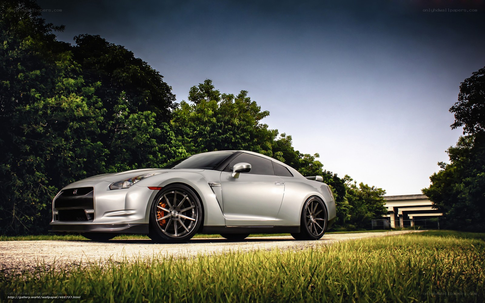 silver nissan gt-r on gravel