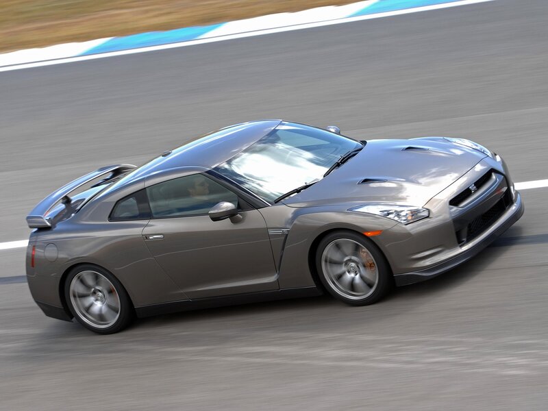 silver nissan gt-r on racetrack