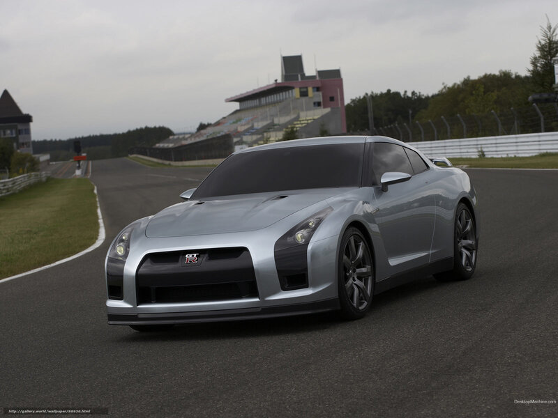 Silver Nissan GT-R on racetrack
