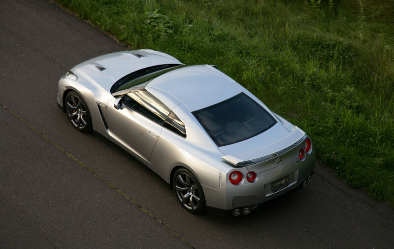 silver nissan gt-r on road