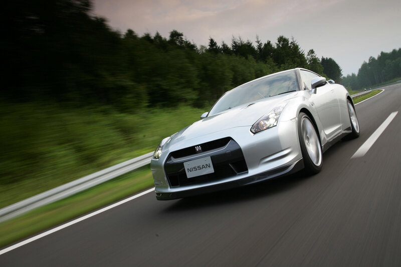 silver nissan gt-r on road