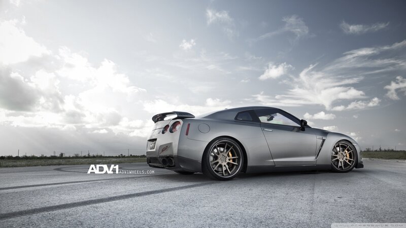 silver nissan gt-r on track