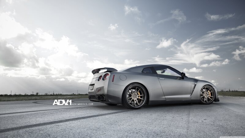 silver nissan gt-r on track