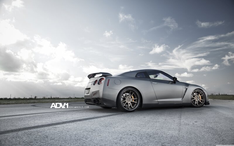 silver nissan gt-r on track