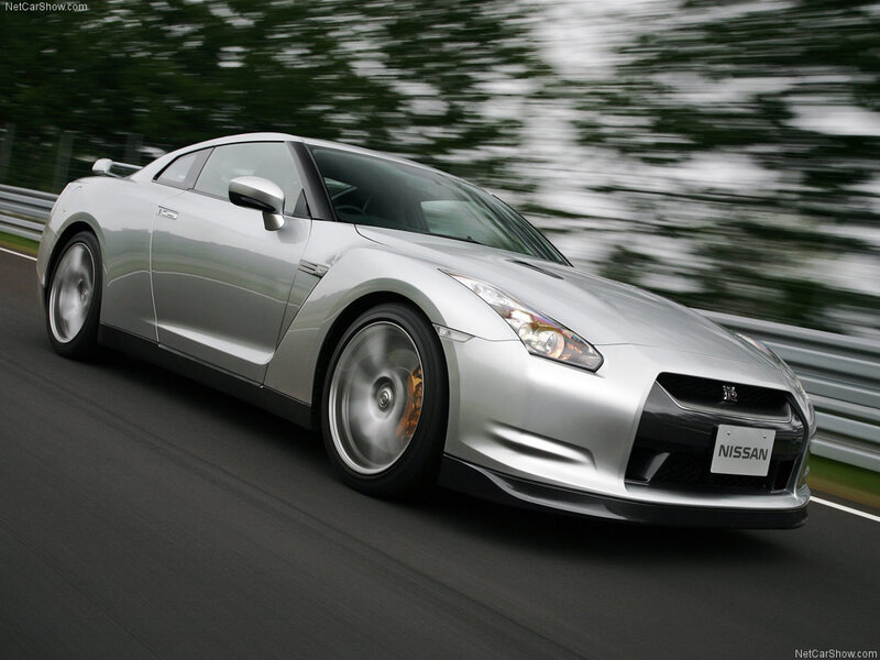 silver nissan gt-r on track