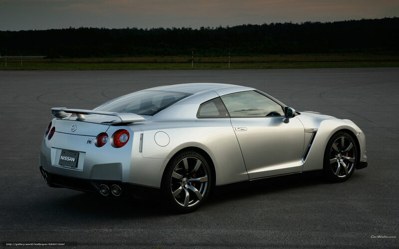Silver Nissan GT-R on track